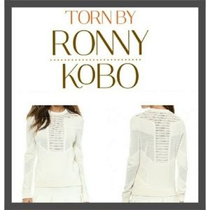 New Torn By Ronny Kobo Pointelle Faige Sweater